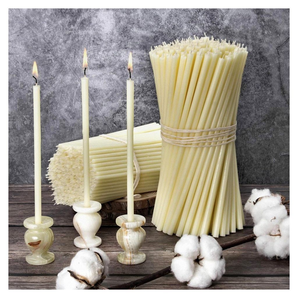30-75 Stk. Weiße Bienenwachskerzen-Kollektion: Traditionelle Stab- und Haushaltskerzen, Ritualkerzen sowie farbige Wachskerzen, L-29,5 cm Ø-8,5 m...