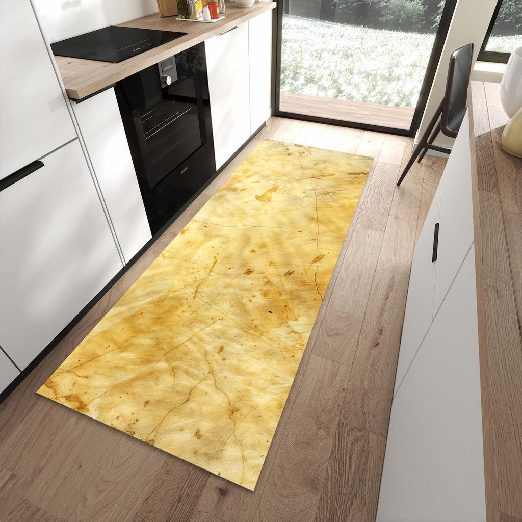 Küchenteppich 90x240cm rutschfest & abwischbar PVC Läufer - Marmorierte Oberfläche