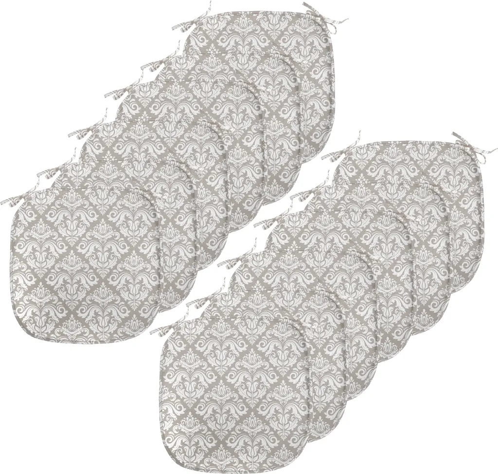 ABAKUHAUS Lot 12 Galettes de Chaise 40x40 cm Oriental Tile Taupe Blanc