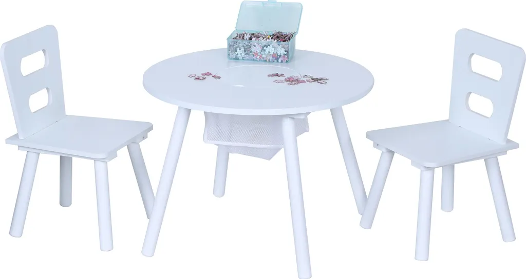 Relaxdays Set Tavolino e Sedie Bambini con Contenitori | Arredo Cameretta