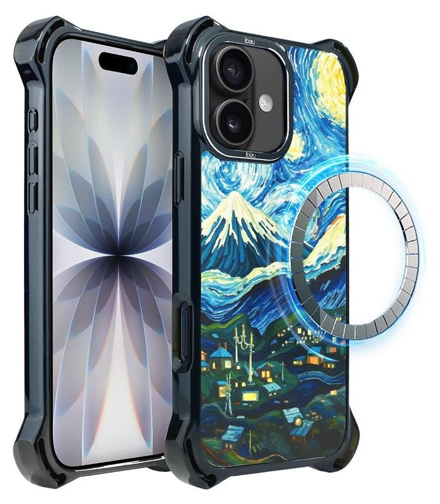 Schutzhülle für das iPhone 17, MagSafe-kompatibel, verstärkte Ecken, schwarz, Eine sternenklare Nacht, Motiv aus einem Gemälde von Van Gogh