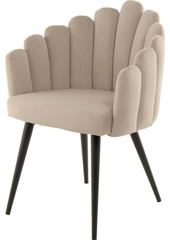 Chaise Jeane 600 Beige en Tissu avec Pieds en Métal Noir Résistants