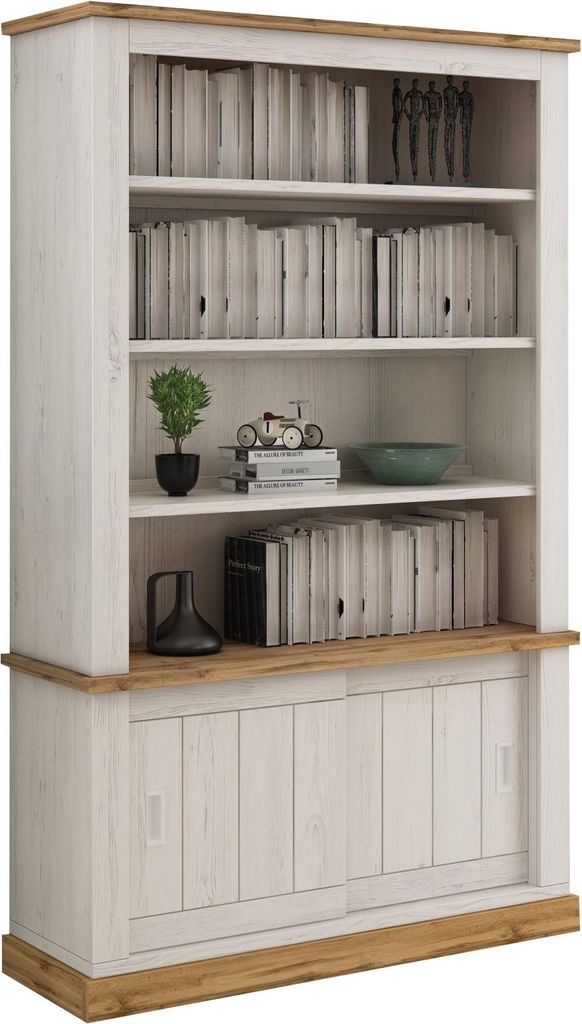 Evandro - Bücherregal, 122x40x203h cm Weiß, 3 Regalböden