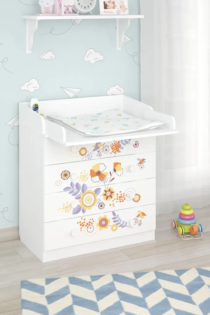 Table à langer mobile Shefa Kids 800, finition blanche et compacte - 4