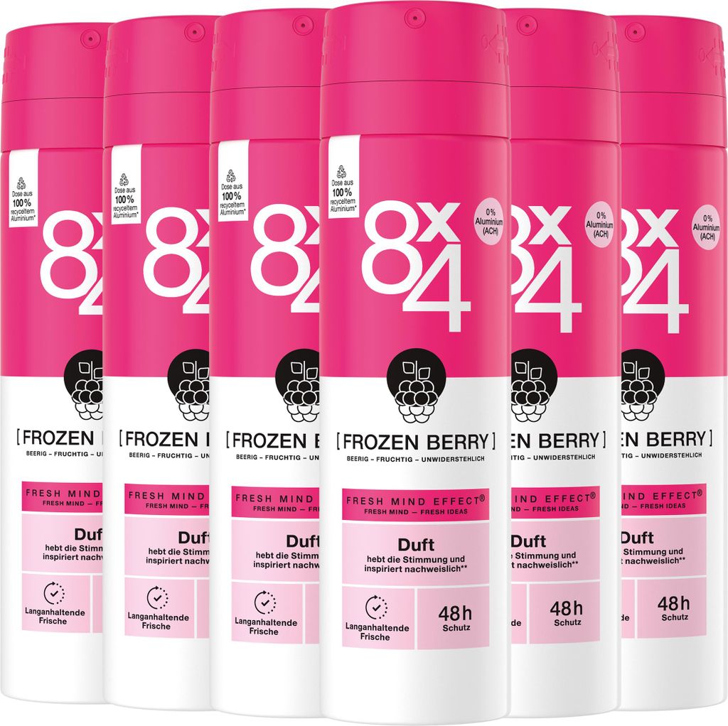8x4 Deo Spray Frozen Berry 6 x 150ml roten Beeren und Kirschblüten 48h Schutz