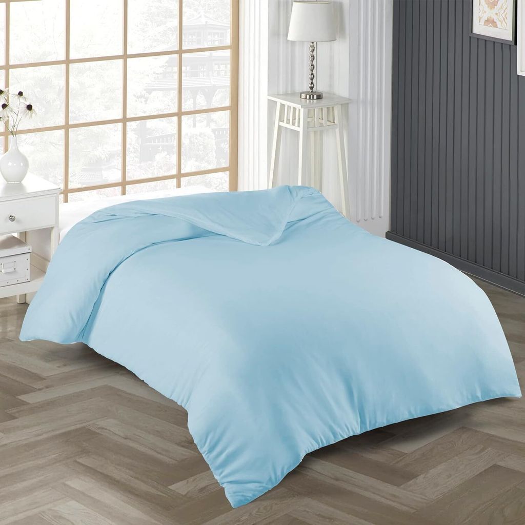 Bettwäsche Bettbezug 2er Set 140x200 cm Einfarbig 100% Baumwolle Eisblau