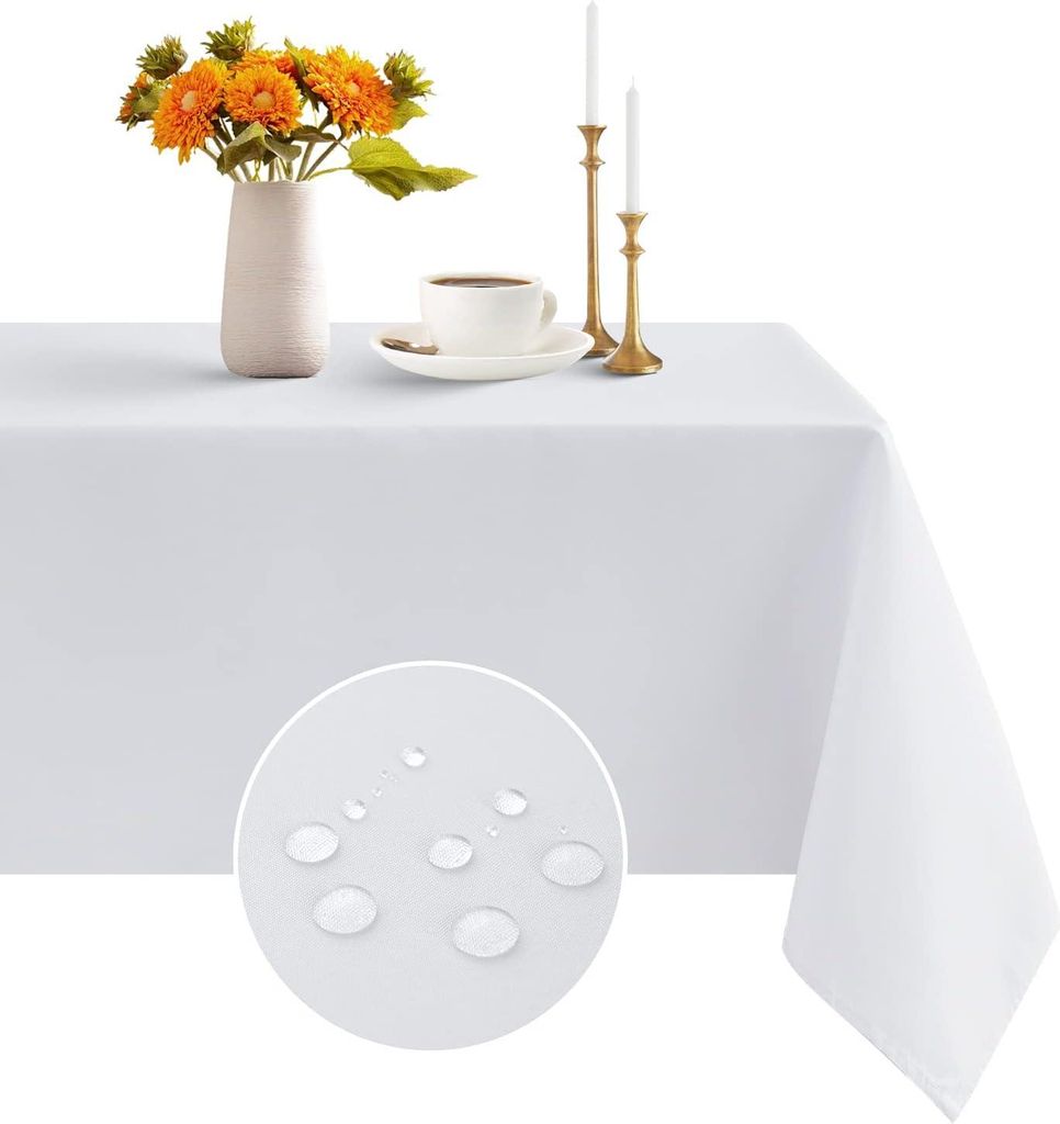 Romanstile Tischdecke Weihnachten weiß quadratisch 120x120 waschbar und wasserabweisend Tischdecke für Wohnzimmer oder Couchtisch, Küche, Café,...