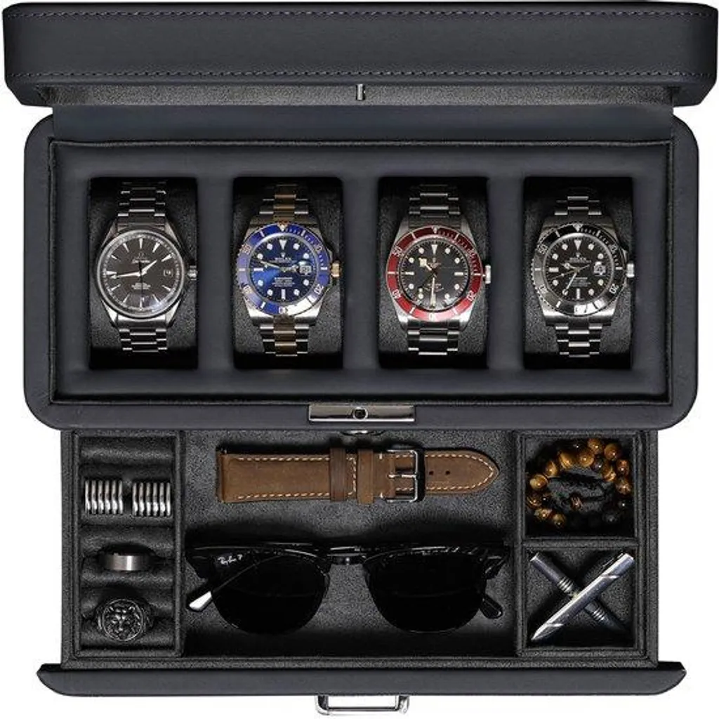 Organiseur de montres pour homme et femme 4 places style fibre carbone