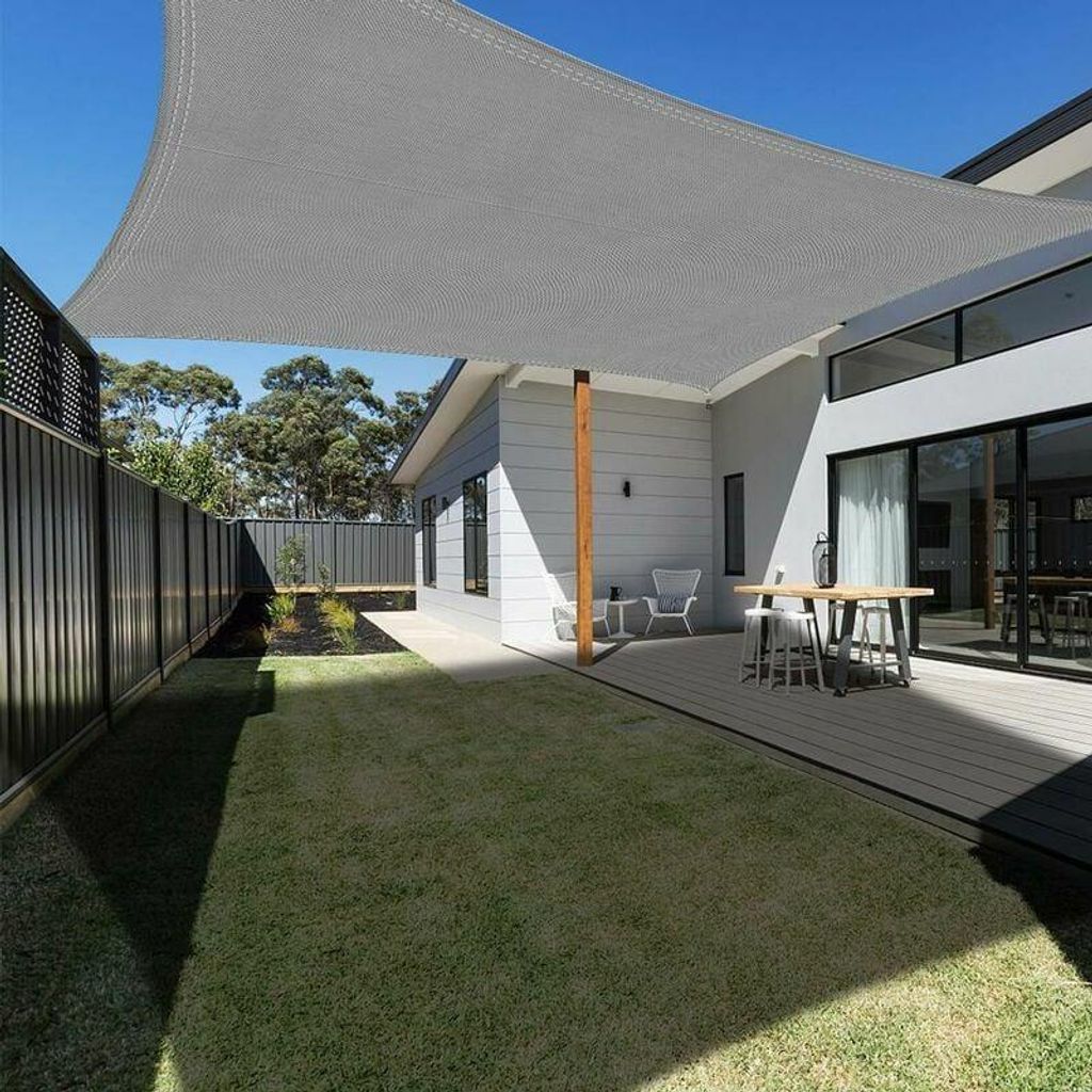 Voile d'ombrage Rectangulaire 4x5m Gris, Auvent Undurchlässiger UV-Schutz für den Garten, die Terrasse, den Außenbereich, den Patio und das Schw...