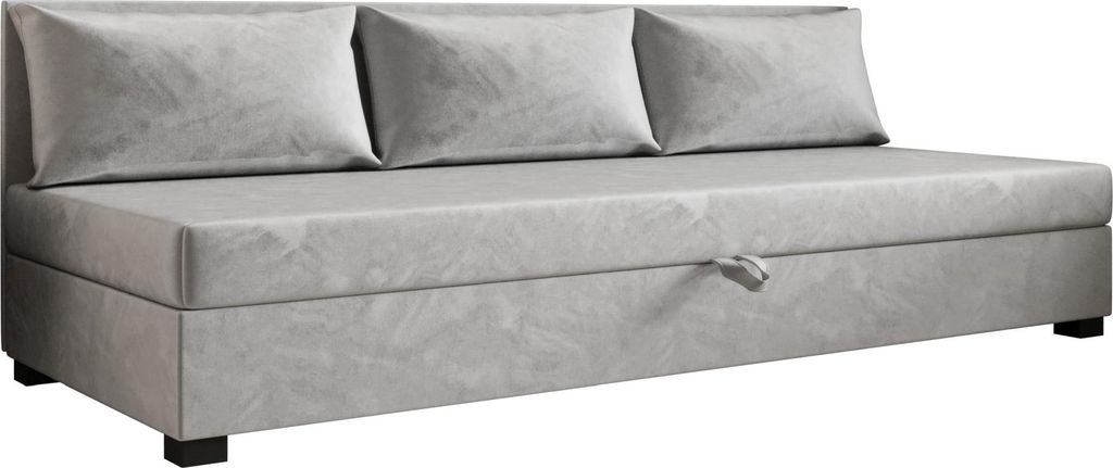AURA SOFA Boxspringbett ILIA BIZ 100x195 Komplett-Set mit Bonell Matratze, Polsterbett mit Bettkästen - Grau, MONOLITH 84
