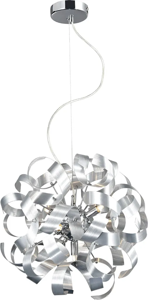Luminaire de Salle à Manger Suspension RIBBON Argentée 5 Feux Ø42 cm