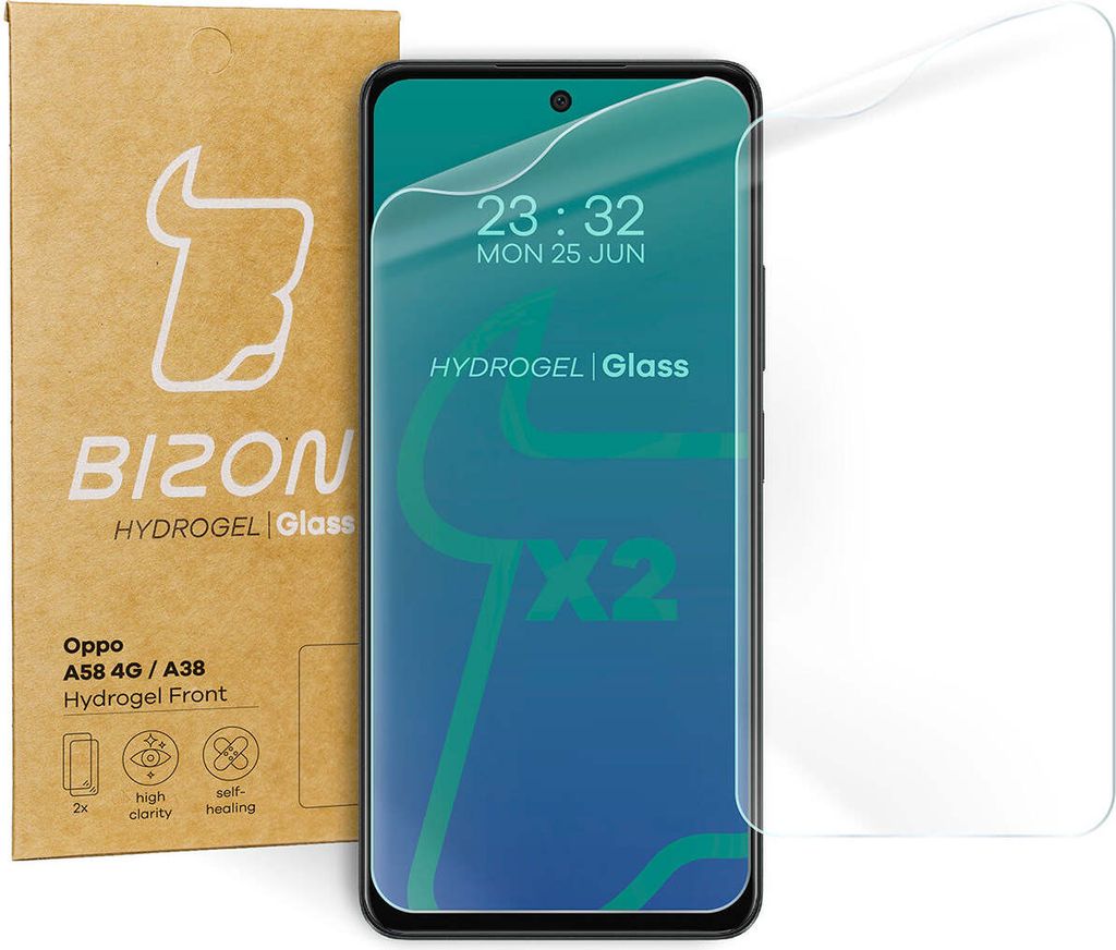 Bizon Glass Hydrogel Front Displayschutzfolie für Oppo A58 Produktbild 