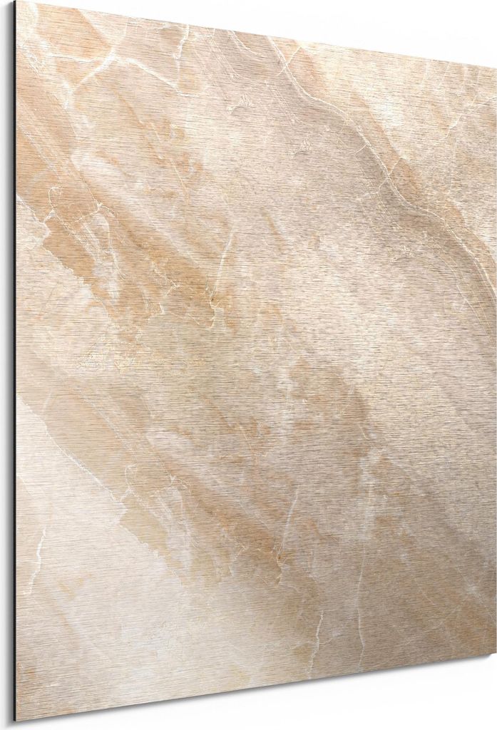 DEQORI Alu-Dibond Bild Silber 50x50 cm 'Helle Marmorfläche' Wandbild Metall dünn Design