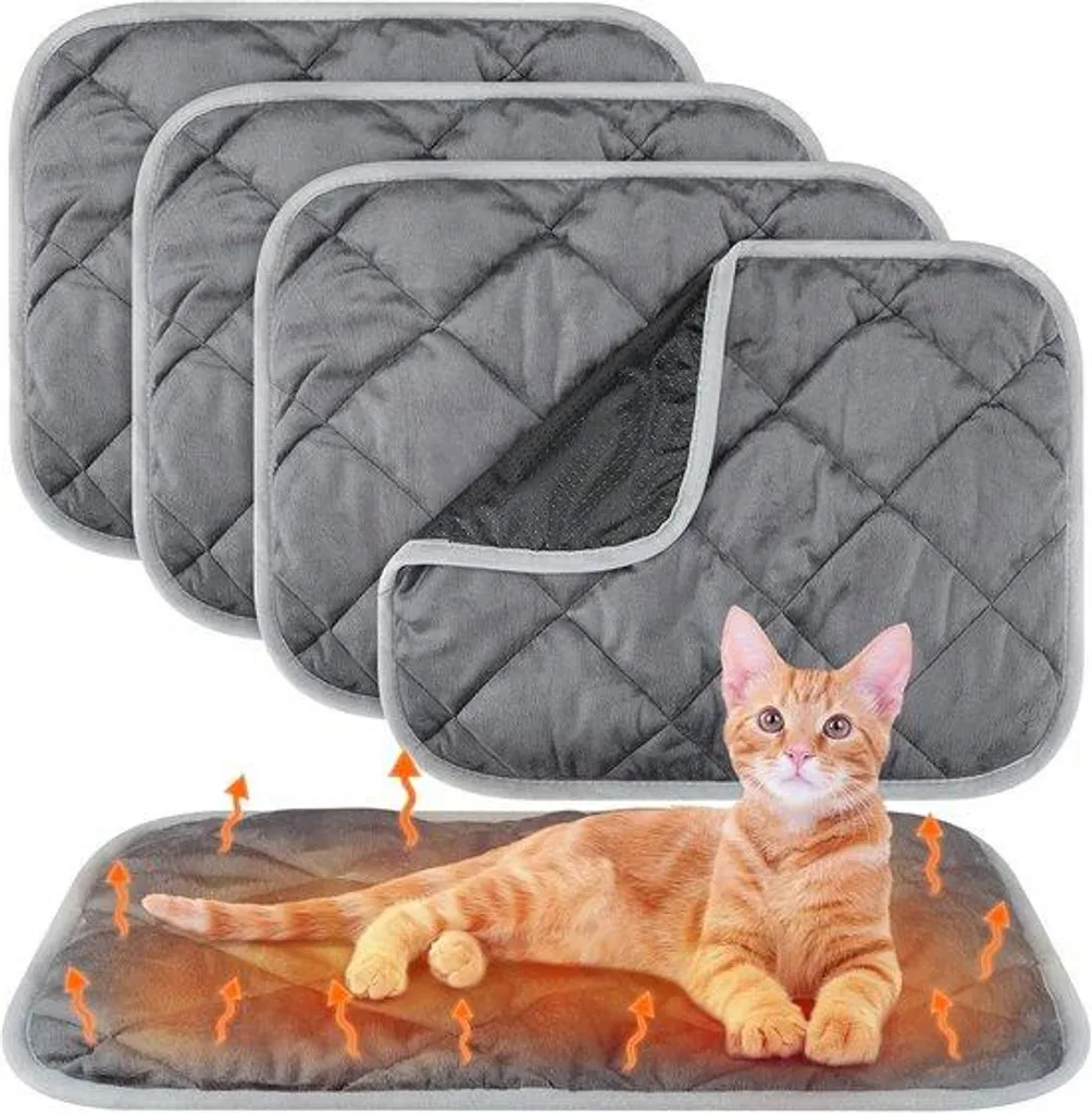 Tapis chauffant pour chat et chien lavable 41x51cm - Lit thermique gris