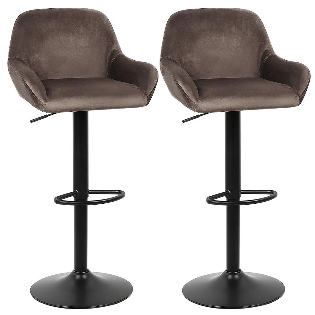 2er-Set Barhocker aus Samt Bistrohocker höhenverstellbar braun