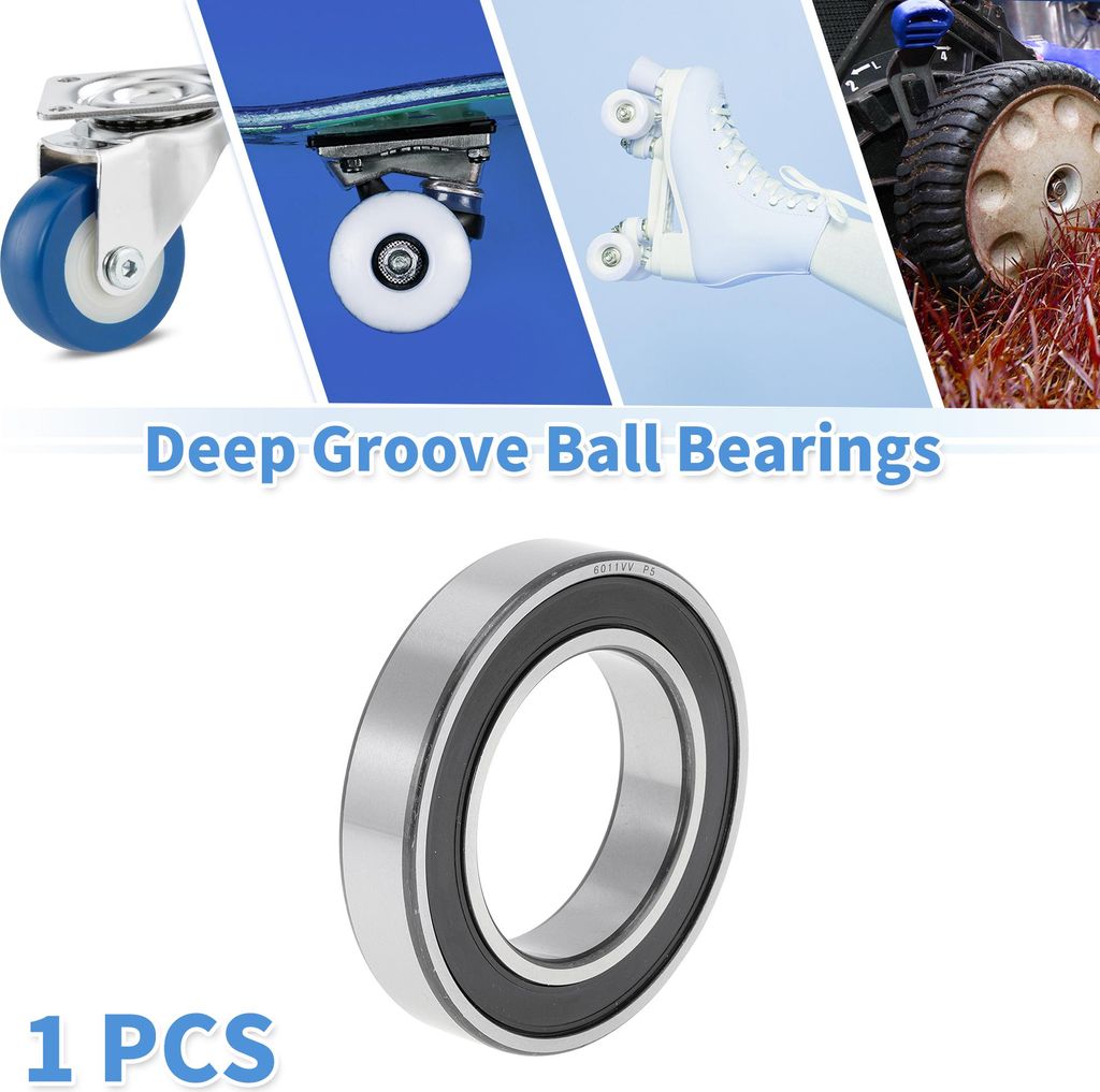 6011VV Rillenkugellager 55x90x18mm P5 Doppelgummilager Geschmierte Lager 1 Stück Auto Roller Skateboard Rad Universal Schwarz Silber Ton
