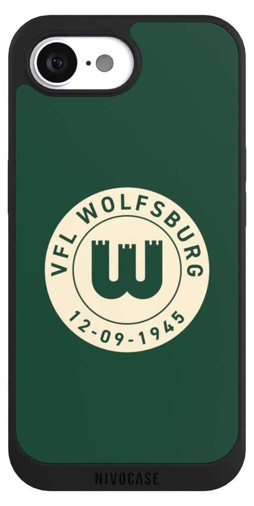 NIVOCASE Handyhülle für Apple iPhone 16e Hülle NIVOpure Case Schwarz Offizielles Lizenzprodukt VfL Wolfsburg 80 Jahre