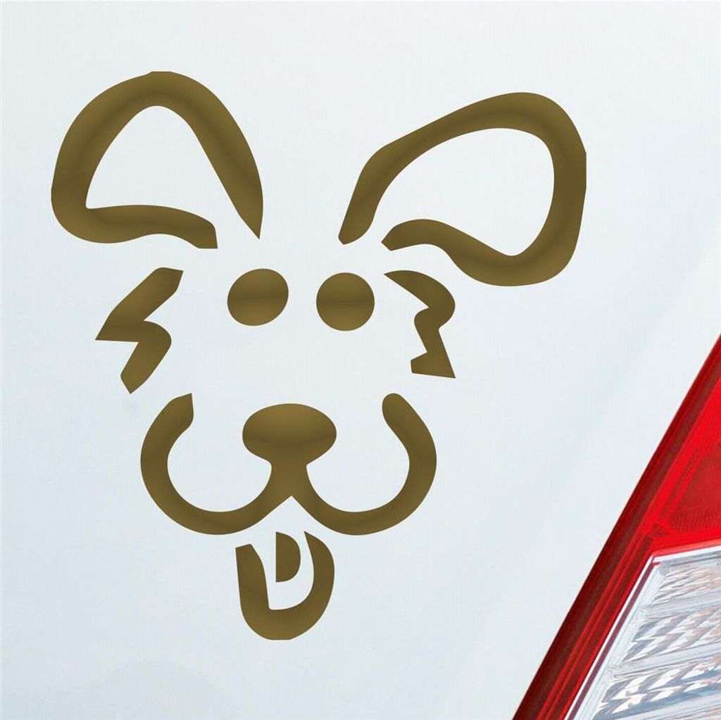 Auto Aufkleber Hund Dog Animal Tier Süß Comic 10x9 cm Gold Sticker Heckscheibenaufkleber
