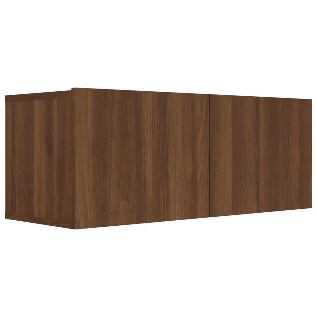 Meuble TV Gain de Place 80 cm Marron Chêne pour Petit Appartement