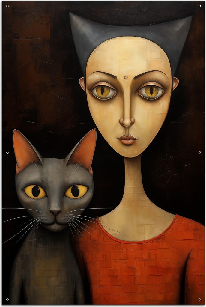 Wallario Outdoor-Poster für Garten oder Balkon, Motiv Seelenverwandte Blicke, in ca. 61 x 91,50 cm