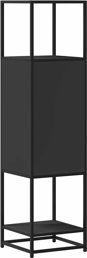 SYFAX™ Credenza Nera 35,5x35x139 cm Legno Multistrato Metallo