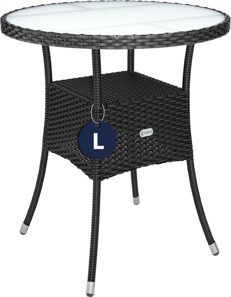 CASARIA® Table de jardin en polyrotin Noir 60 cm résistant Image du produit 