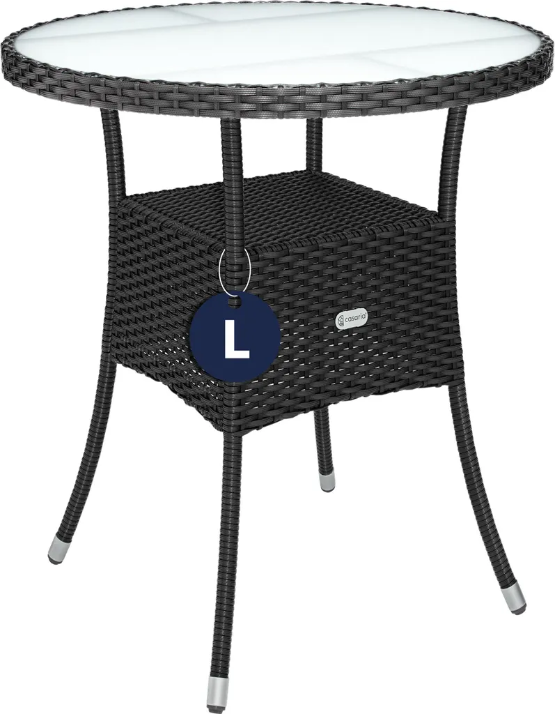 Table de terrasse ronde noire 60 cm résistante aux intempéries été