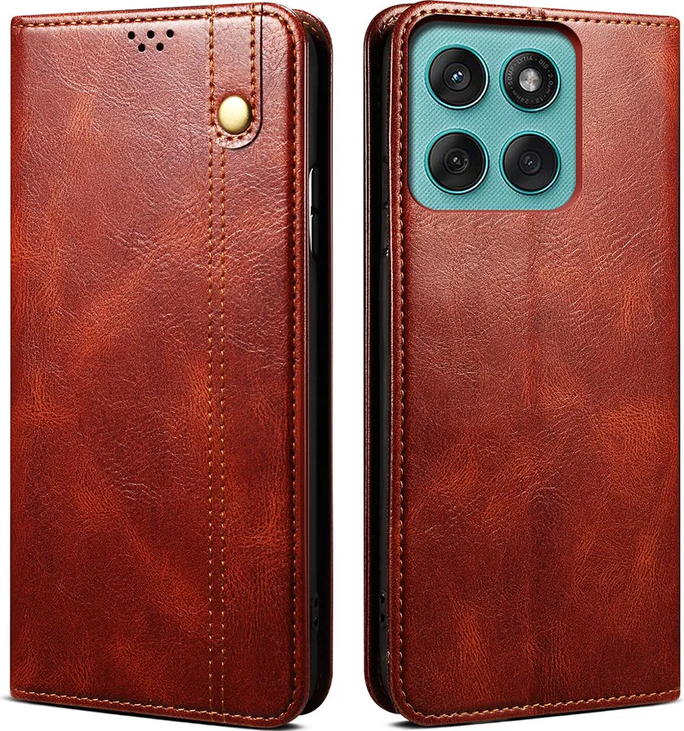 Custodia Slim Flip Moto G86 - Pelle Rossa con Chiusura Magnetica