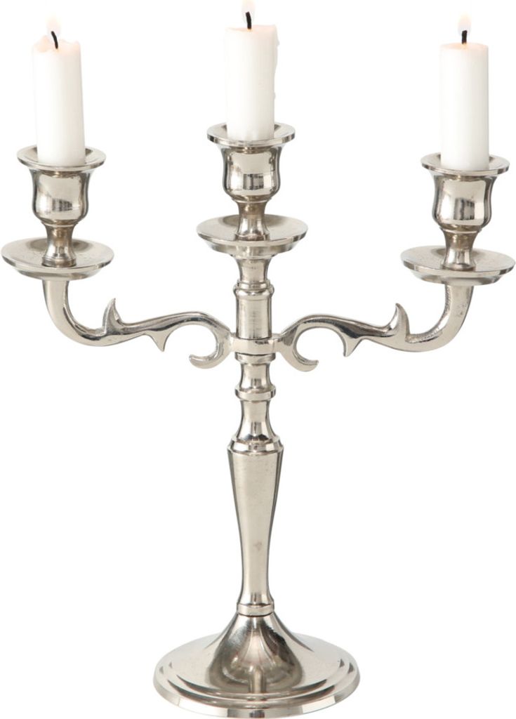 Boltze Kerzenständer Varas silber 3-flammig, Hähe 26 cm, Produktbild 1