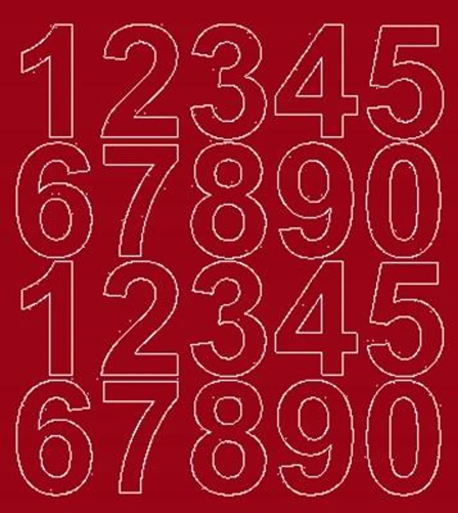 Adesivi numerici autoadesivi, 5 cm, rosso scuro, opaco