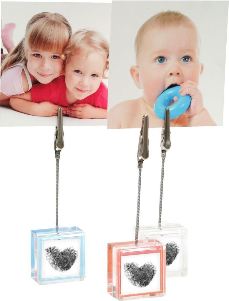 Deknudt Fotoclip Kubus mit kleinem Fotowürfel für 1 Bild Blau 12 cm