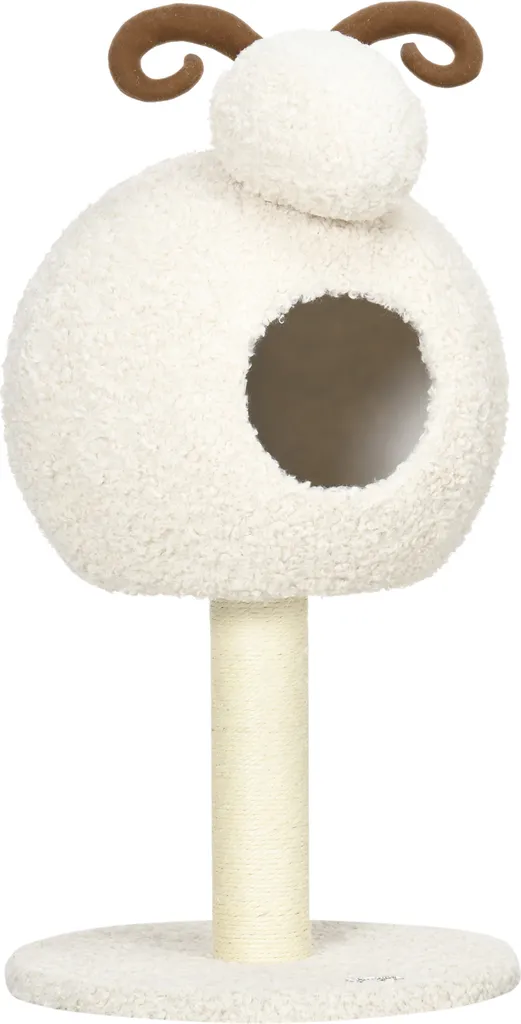 Arbre à chat PawHut avec niche et griffoir en sisal naturel gris