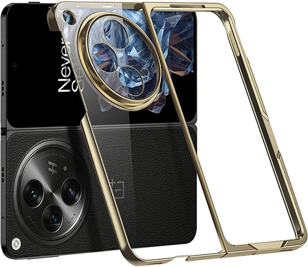 Custodia Oppo Find N3 / OnePlus Open Trasparente Bordo Oro PC