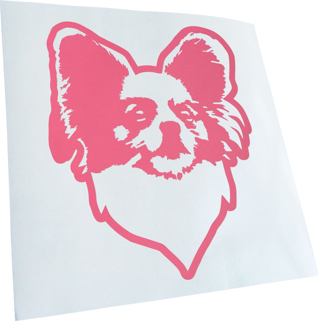 Kiwistar - Autoaufkleber - Papillon Hund - Hellrosa - 60x50cm - Aufkleber für Auto, Laptop, Fahrrad, LKW, Motorrad Mehrfarbig JDM Decal Racing