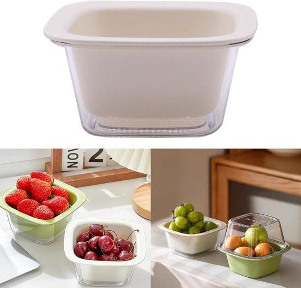 Weißes 2-in-1 KüchenSieb für Gemüse und Obst