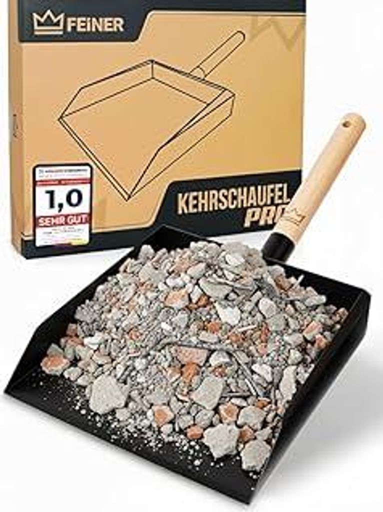 FEINER| Kehrschaufel PROTM - 3160 | Robustes Kehrblech | Metall | Schwarz Pulverbeschichtet | Schaufel | Haus – Hof – Garten | Handwerk – Bau...