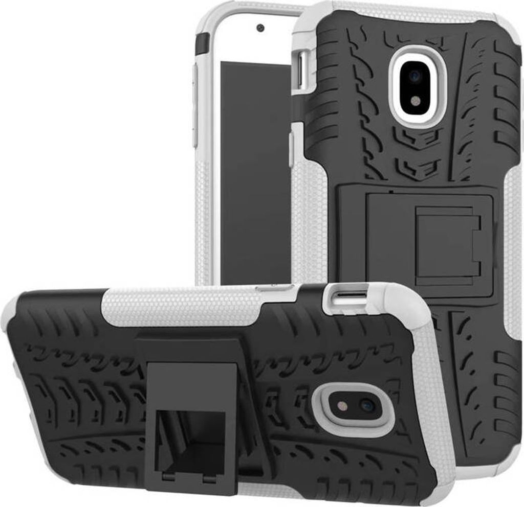 Hybrid Case 2teilig Outdoor Weiß Tasche Hülle für Samsung Galaxy J7 J730F 2017