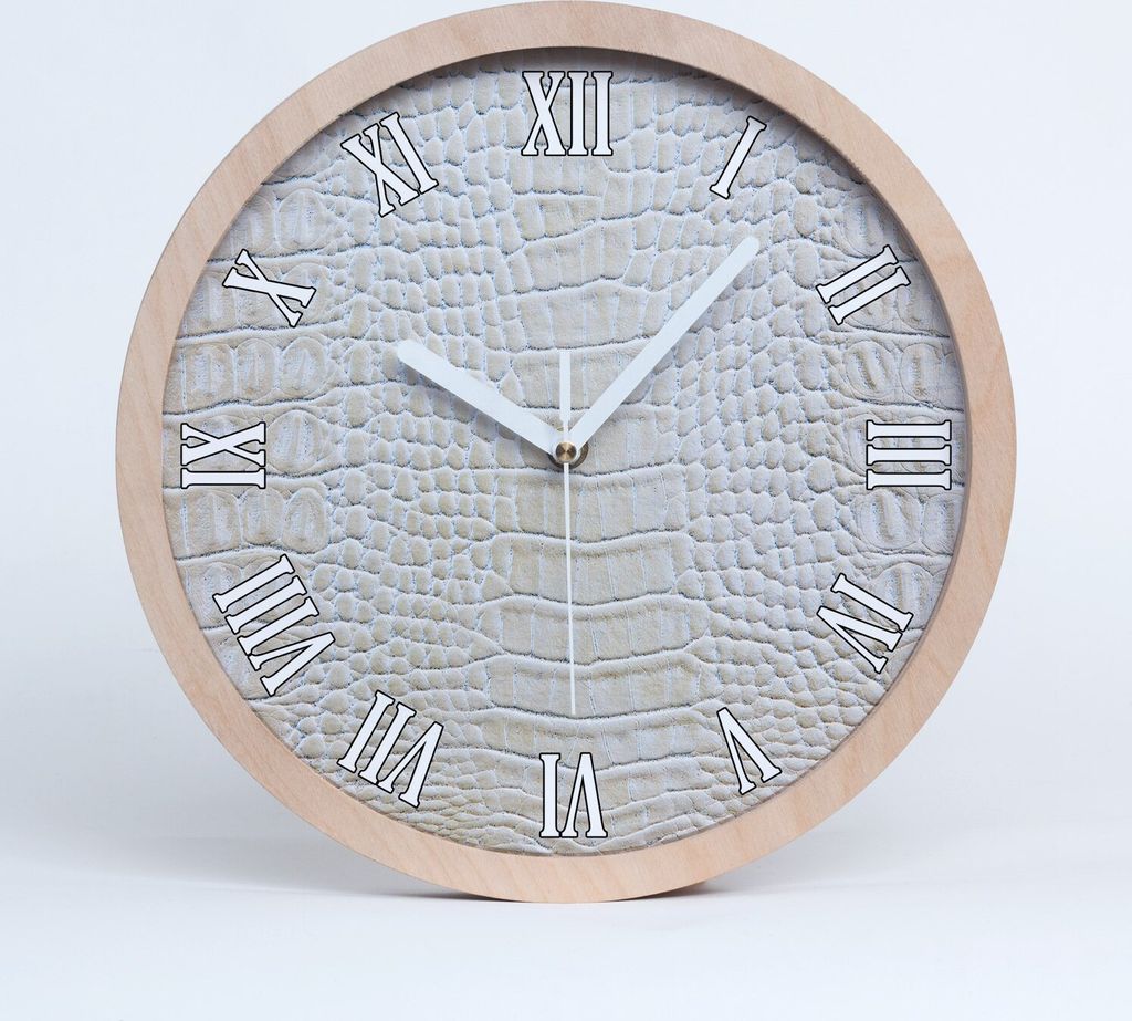 Holzuhr 30fi cm wanduhr - weiße Spitzen - Krokodilhaut