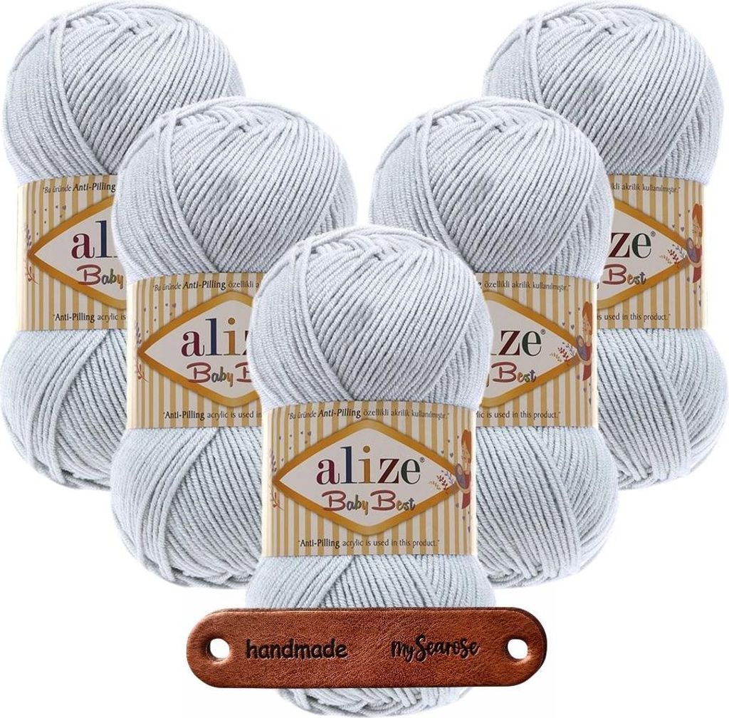 5 x ALIZE Baby Best 224 Light Grey mit Label