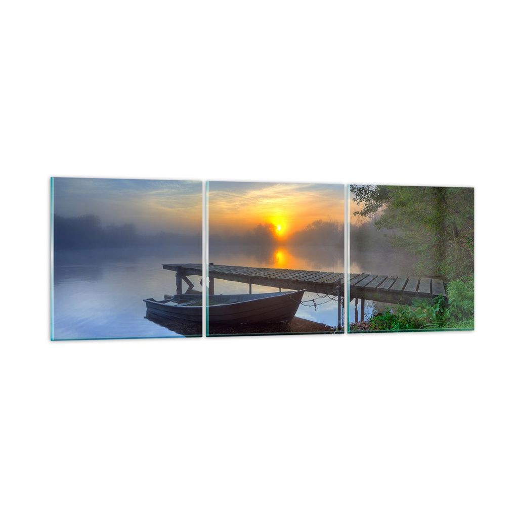 Bilder auf glas - Landschaft Meer Sommer Sonne - 90x30cm - Glasbilder - Wandbilder - Kunstdruck - zum Aufhängen bereit - Wanddekoration aus Glas -...