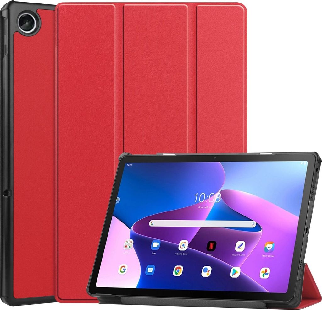 Hülle für Lenovo M10 Plus 3rd Gen. 2022 10.6 Zoll Smart Cover Etui mit Standfunktion und Auto Sleep/Wake Funktion Rot