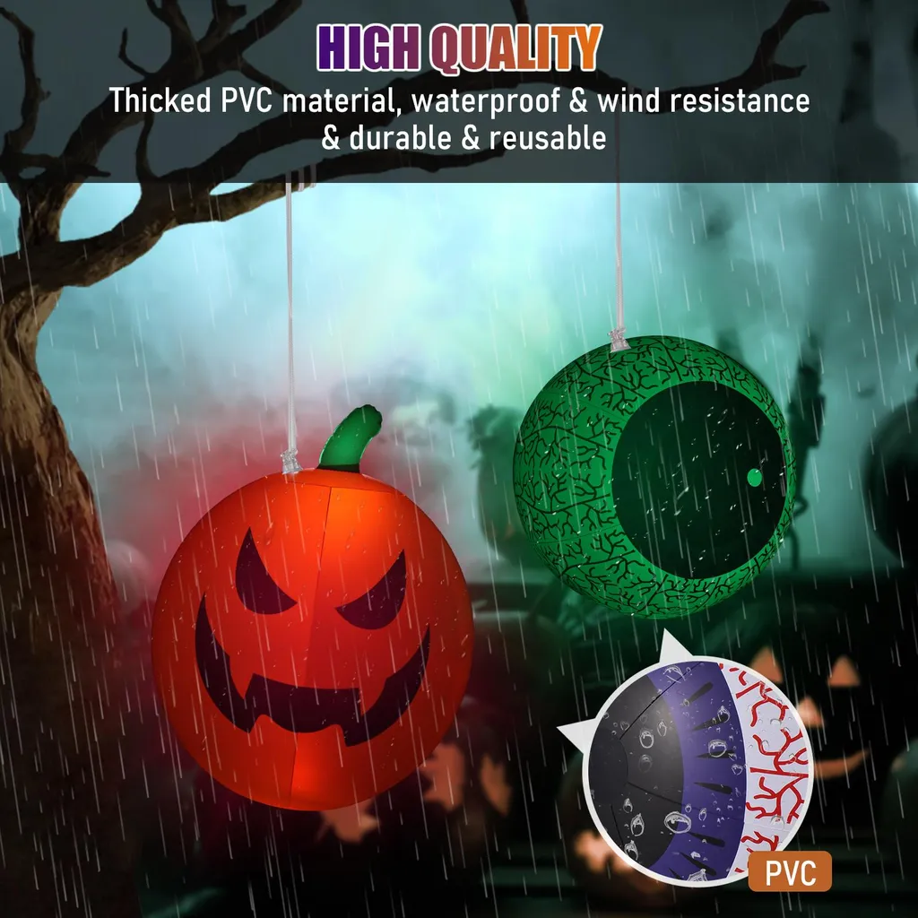 Œil Gonflable LED Halloween 23 Pouces RVB avec Télécommande Multi-Couleurs