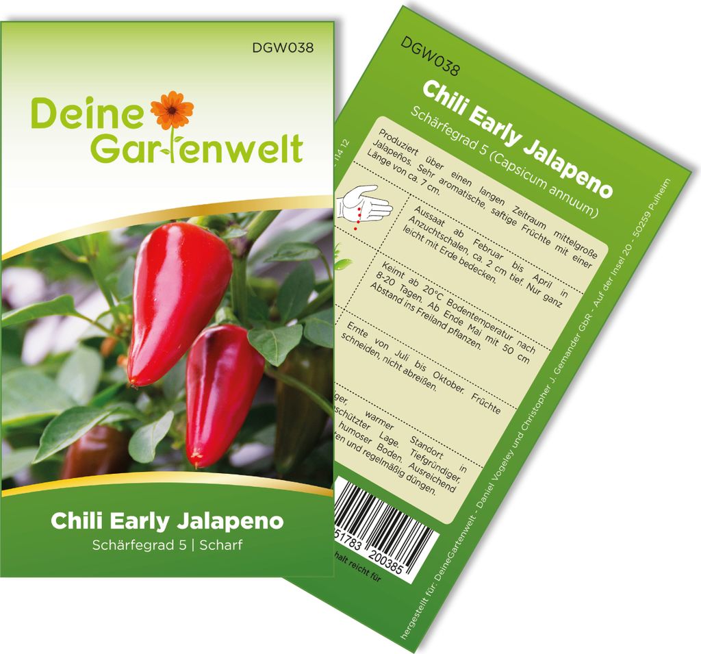 Chili Early Jalapeno Samen - Capsicum annuum - Chilisamen - Produktbild 1