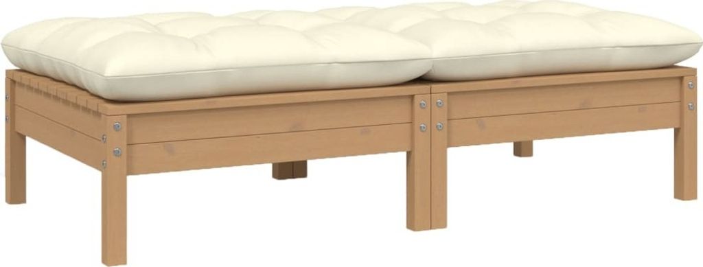 "2026 Promotion" Gartensofa 2-Sitzer mit Creme Kissen Massivholz Kiefer - Gartenstühle CC27219