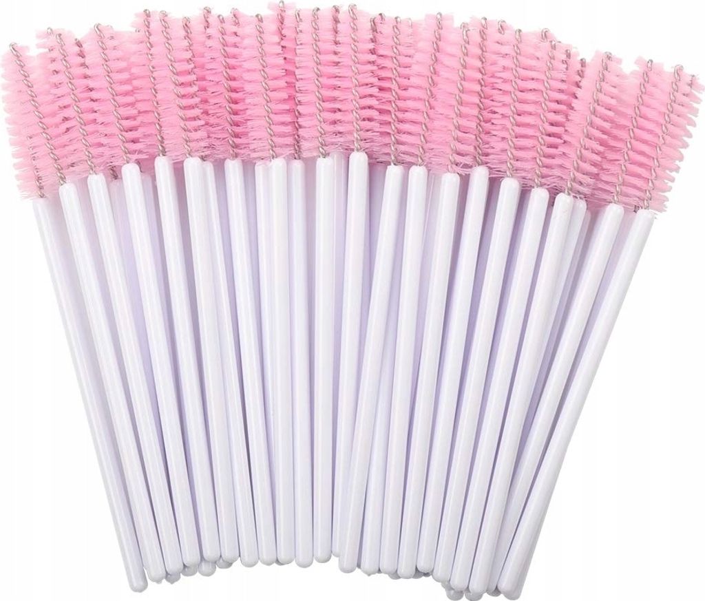 Einweg-Wimpern- und Augenbrauenbürsten, Spiralen, weiß und rosa, 50 Stk.