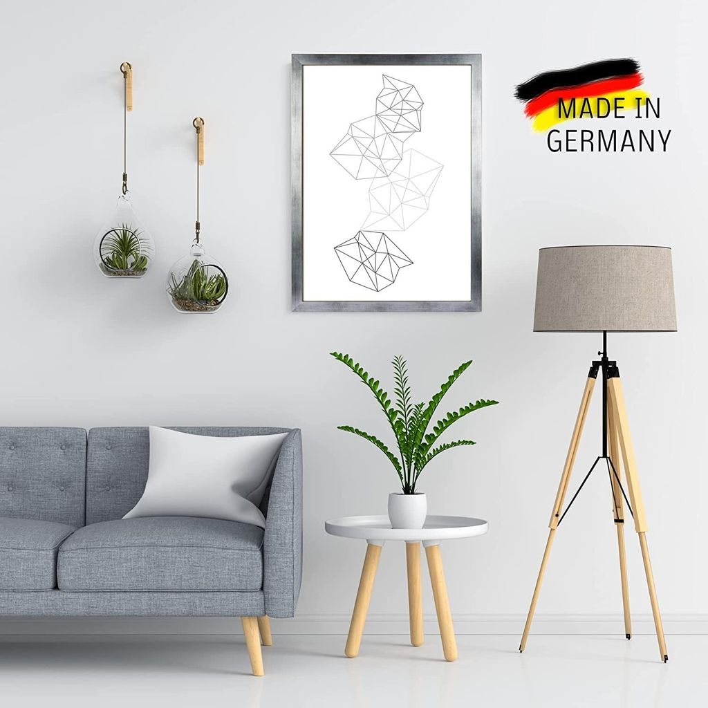 Bilderrahmen Silber Gebürstet CLAMARO Collage nach Maß Holz Modern eckig M3016, Größe:17x21