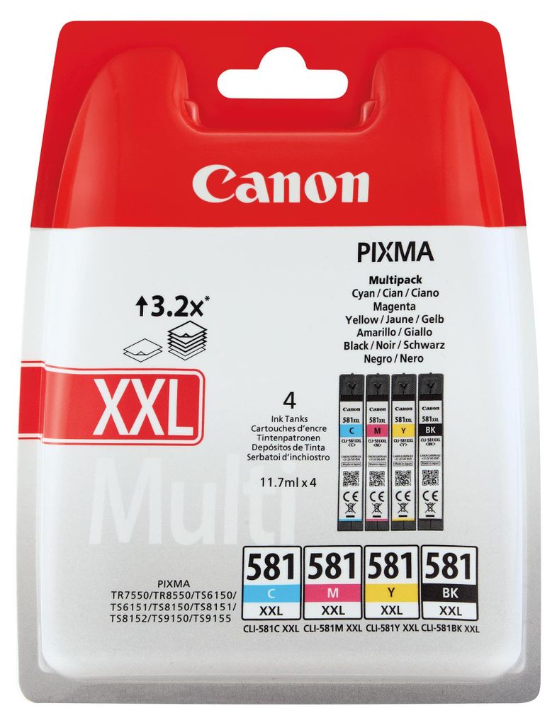Canon CLI-581XXL BK/C/M/Y čierna, azúrová, purpurová, žltá Obrázok produktu 