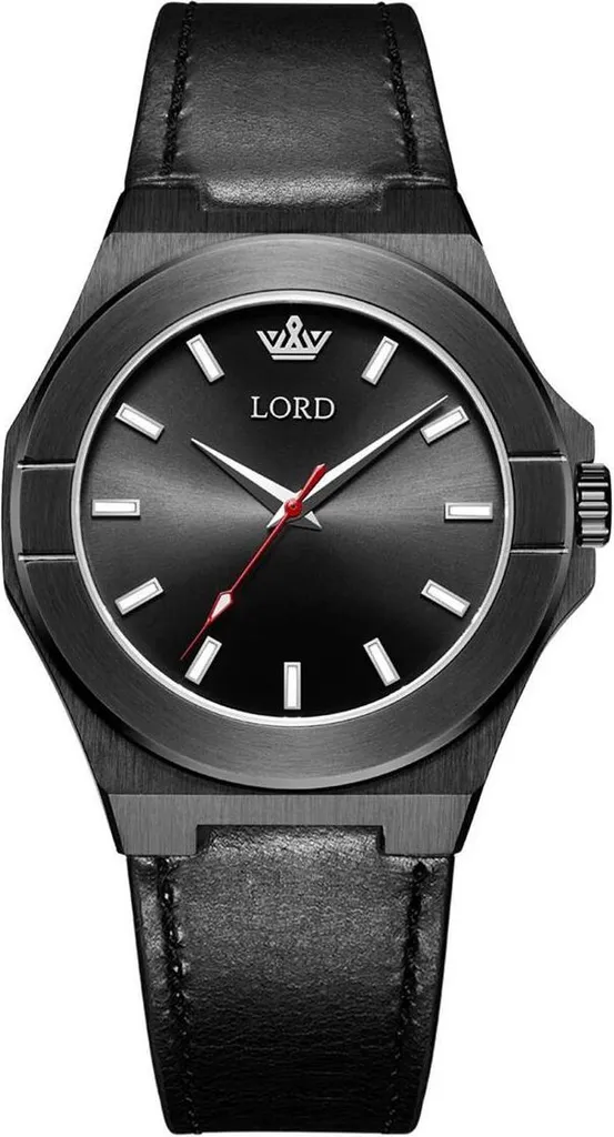 Montre Homme Lord Timepieces Infinity Knight en Cuir Noir de Luxe Chic