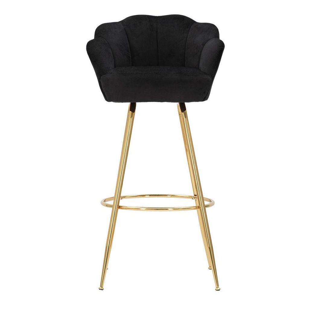 Barhocker Küche mit Blumenlehne, goldene Beine, h90cm Vienna - Schwarz
