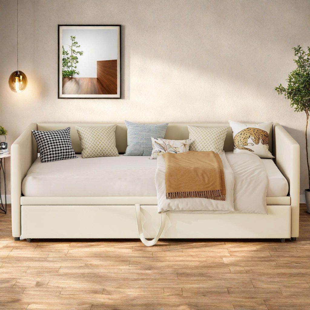 Ausziehbares Schlafsofa 90x200 cm in beigefarbenem Samt, umwandelbar in ein Doppelbett 180x200 cm, modernes und praktisches Design